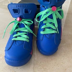 Jordan 6 “Royal Purple/Neon Pink/Green” Kid4.5, W6